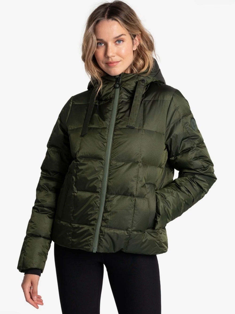 Lole Puffy Shimmer Tech Down Jacket Green Size Medium